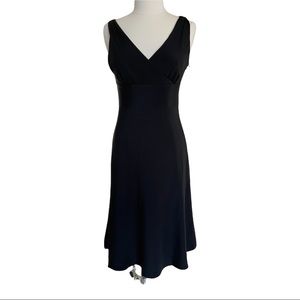 J Crew Black 100% Silk Midi Lined Flare Dress 8